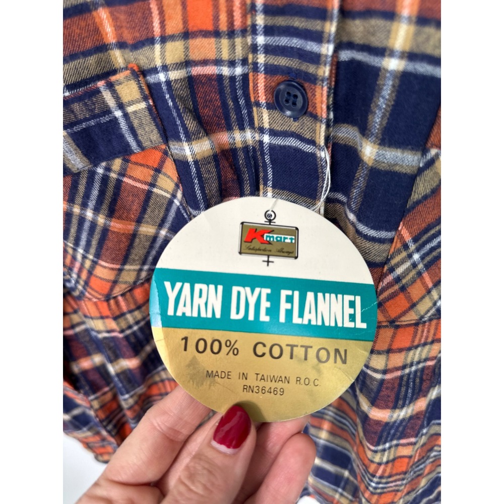 Vintage Kmart Plaid Flannel Shirt Womens 38 NWT 70s Taiwan Tie Waist Western0397 - Picture 6 of 9